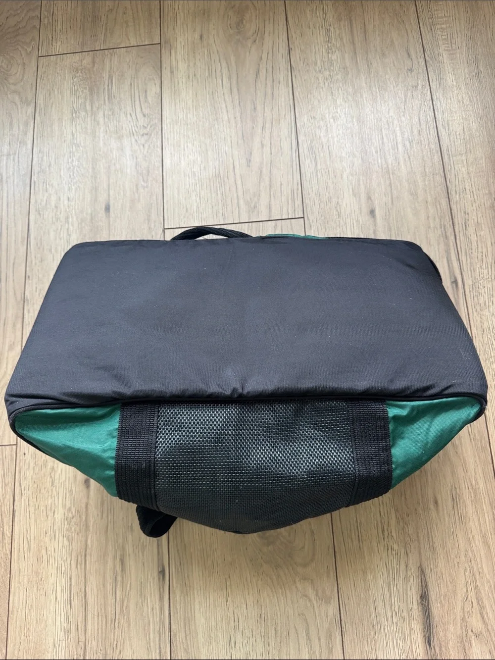 Vintage Nike Green and Black Carry On Duffle Bag Handles Long Strap Zipper